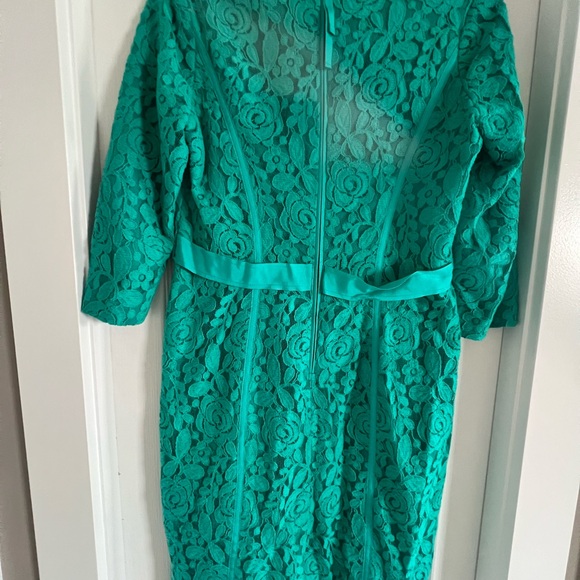 Beautiful Jade Green, fully lined lace dress, worn one time. - Picture 4 of 5
